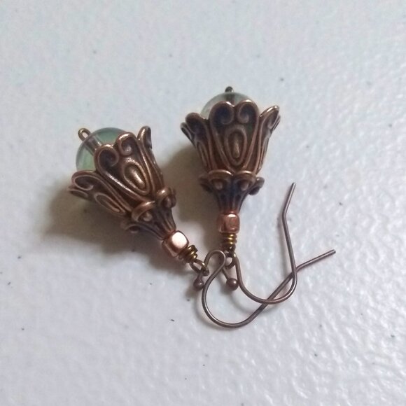 Floral Bell Flower Blossom Dangle Earrings! Perfect Fall Hues! Uniquely Handmade - Picture 5 of 10